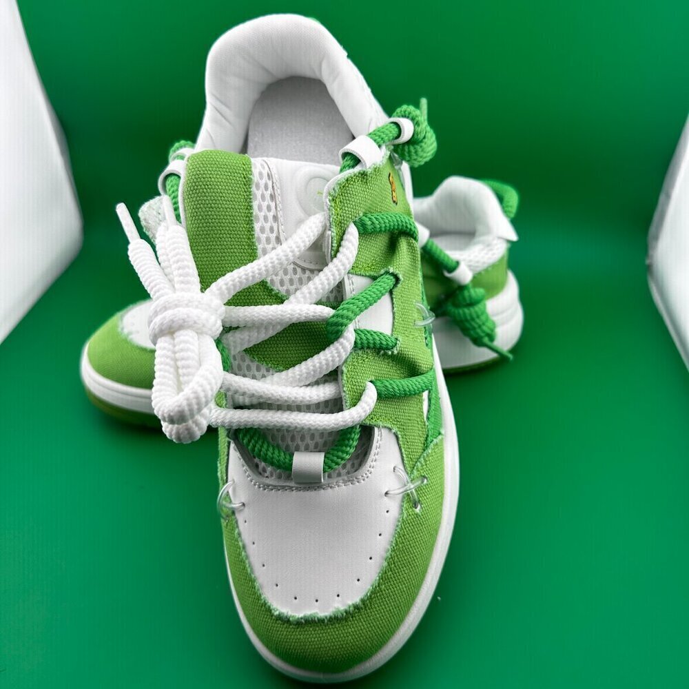 MEN's COLORBLOCK LACE-UP FRONT FRAYED HEM MESH SPLICED SNEAKERS SIZE 44 (11-11.5 - Picture 9 of 10